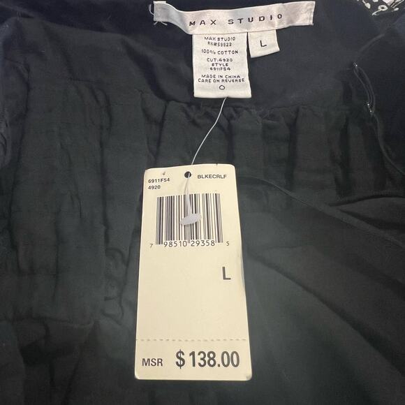 Max Studio Black Floral Boho Chic Summer Dress Large NWT - Picture 5 of 5